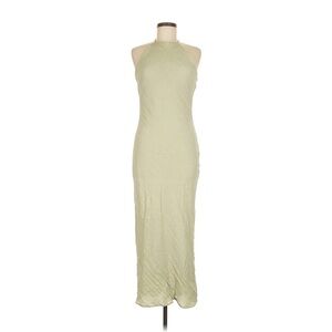 ZARA CREASED-EFFECT HALTER NECK MIDI DRESS - Light khaki